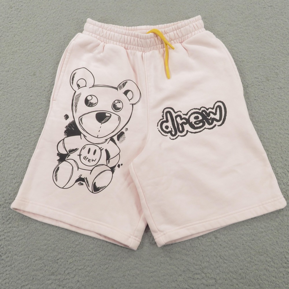 Drew House Shorts Mens XXS Pink Theodore Bear Sketch Fleece Sweat Lounge Shorts